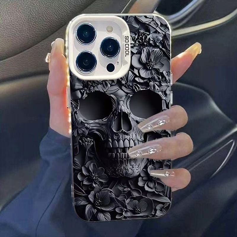 Custom Cover Case - Art Flower Skull Printing for Iphone