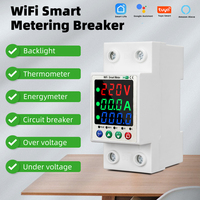 RMshebei WiFi Tuya Disjoncteur Intelligent Din Rail Compteur de Consommation Électrique 63A Relais de Tension 220v Home Assistant Smart Life