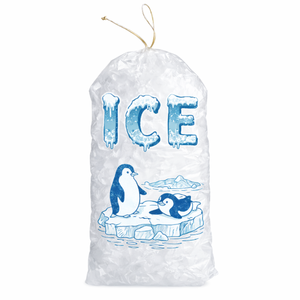 Kantong Es Plastik LDPE 8/10/20 LB dengan Tali Serut, Kapasitas Besar, Dapat Digunakan Kembali, Logo Cetak Kustom - Product Image 1