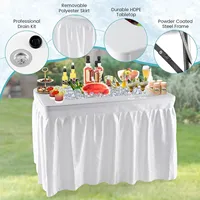 Vente en gros en usine Table de remplissage et de refroidissement pliante en plastique blanc de 4 pieds avec étagère de service pour les événements de camping en plein air