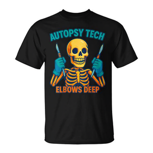 T-shirt Autopsy Tech Skeleton Elbows Deep Pathology - Product Image 2