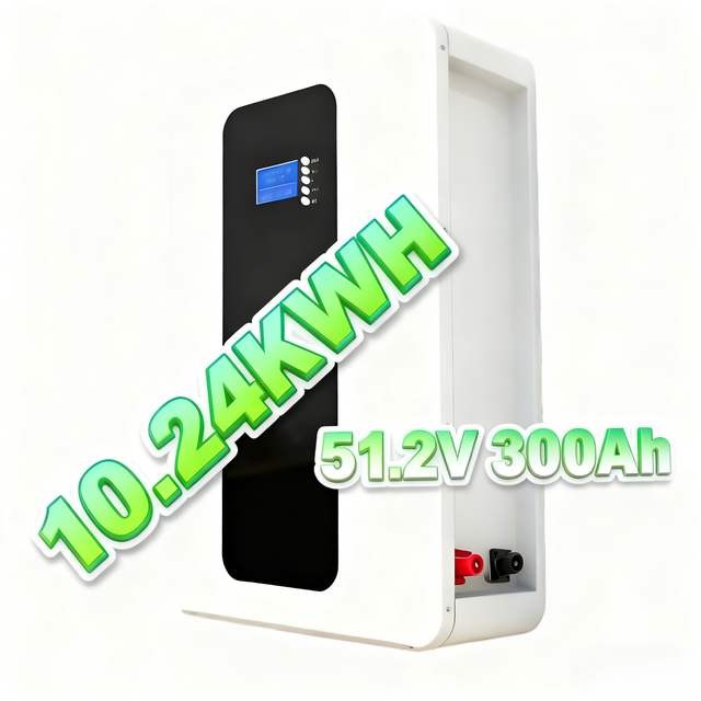 15kWh LiFePO4 Battery 51.2V 300Ah Wall-Mounted Hybrid Home Energy Storage for Solar Panel Systems Cycle 6000+ CAN Bus All-In-One