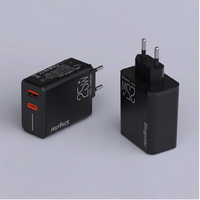 Chargeur mural noir 25W à prise EU avec fonction PD, double port USB-A QC3.0 et Type-C pour bande lumineuse LED