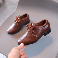 Sepatu Formal kulit ular untuk anak laki-laki, sepatu kulit PU gaya Inggris baru musim semi dan musim gugur, sepatu Formal anak-anak paruh baya, sepatu performa hitam