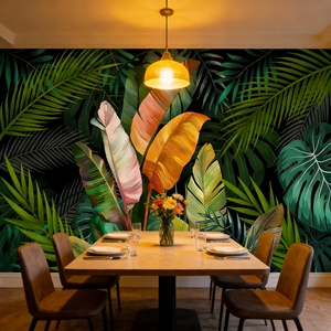 Carta da Parati Murale con Motivo di Piante Tropicali per Bar, KTV, Caffè, Ristorante, Soggiorno, Camera da Letto, Parete TV, Sfondo Letto - Product Image 2