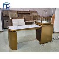 Comptoir de réception moderne en bois personnalisé pour bijoux, avec éclairage LED, étanche, écologique, style antique, vitrine de présentation
