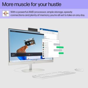 For HP 23.8 Inch All-in-One <strong>Desktop</strong> PC FHD Display AMD Athlon Silver 7120U 8 GB <strong>RAM</strong> 256 GB SSD AMD Radeon Graphics Windows 11 - Product Image 2