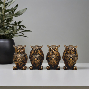 Estatuilla de búho de resina Vintage, fabricación de decoración del hogar, estatua de Navidad y Halloween, <span class=keywords><strong>no</strong></span> escuches, <span class=keywords><strong>No</strong></span> <span class=keywords><strong>hables</strong></span>, <span class=keywords><strong>No</strong></span> mires - Product Image 2