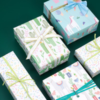 Taille personnalisée Saint Valentin petit Cactus licorne frais imprimé enduit artisanat autocollants en papier d'emballage cadeau pour l'emballage de cadeau