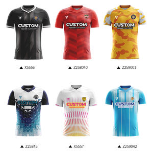 Футбольная футболка с сублимационной печатью для мужчин, новый сезон, с коротким рукавом, вышитым логотипом, быстросохнущая, дышащая спортивная одежда Z259018 - Product Image 3