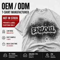 T-shirt personnalisé 230 g/m² épais avec strass pour homme, coupe ample et carrée, délavé vintage gris, pour fabricant professionnel de kits complets