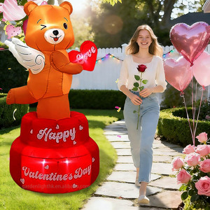 ตุ๊กตาหมีเป่าลม LED กันน้ำขนาด 6 ฟุต สำหรับวันวาเลนไทน์ น่ารัก ขยิบตาได้ พร้อมปีกนางฟ้า รูปหัวใจ 'LOVE' สำหรับตกแต่งงานขอแต่งงาน งานแต่งงาน และงานปาร์ตี้ - Product Image 4