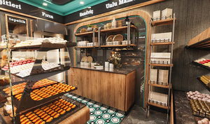 Comptoir à la mode d'affichage d'éclairage à LED de meubles de boutique de café conçu sur mesure pour des magasins de café et de sucreries - Product Image 5