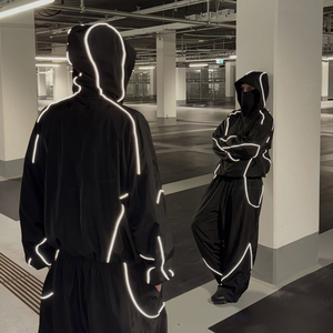 <span class=keywords><strong>Ensemble</strong></span> survêtement léger en nylon avec sweat à capuche réfléchissant personnalisé de 3 m et pantalon de survêtement en nylon coupe-vent - Product Image 1