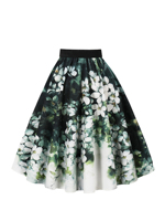Jupe en tricot 100% polyester lavable, style décontracté d'été, taille élastique, imprimé décontracté, longueur genou, coupe trapèze