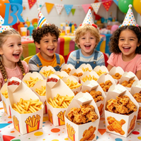 Boîte à snacks personnalisée avec logo, emballage pour snacks, boîte à poulet frit, pochette en papier pour chips, boîte à frites à emporter avec support pour ketchup et sauce.