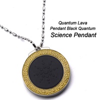 Pendentif rond à énergie ionique, bijoux en pierre naturelle, accessoire, logo personnalisé, pendentifs bio quantiques en pierre de lave nano scalaire