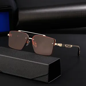 Partagas yüksek kalite moda Trendy tasarımcı çerçevesiz Metal çift köprü UV400 Shades güneş gözlüğü güneş gözlüğü erkekler için