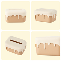 UFORU – Nouvelle Housse de Boîte à Mouchoirs Mignonne Style Crème avec Base à Ressort, Organisateur de Serviettes 3D Esthétique en Dessin Animé pour Bureau