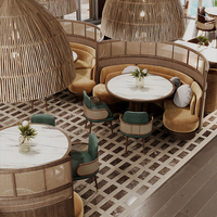 Ensemble de meubles de style industriel en cuir PU pour restaurant, banquettes, tables et chaises de café, mobilier de café