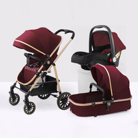 Vente Chaude Poussette Légère 3-en-1 Bébé Pliable Avec Nacelle et Siège Auto
