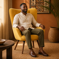 Fauteuil de massage moderne style nordique, dossier ailé, pour salon ou hôtel, en tissu velours – Nouveauté tendance