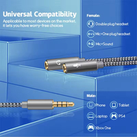 2-in-1 Computer-Headset-Adapter Kopfhörer-Mikrofon Y-Splitter-Kabel 3,5mm AUX Stereo-Audio Stecker/Buchse Mikrofonanschlüsse aus Kupfer