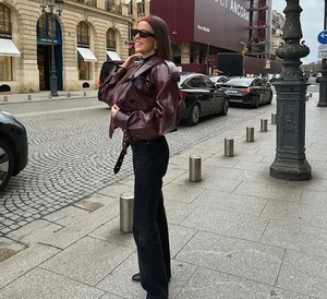 <span class=keywords><strong>Veste</strong></span> <span class=keywords><strong>Femme</strong></span> Style Urbain Manches Longues Automne Hiver Vintage <span class=keywords><strong>Veste</strong></span> en Similicuir Vêtements d'extérieur Décontractée à Revers en <span class=keywords><strong>Cuir</strong></span> PU pour <span class=keywords><strong>Femme</strong></span> - Product Image 4