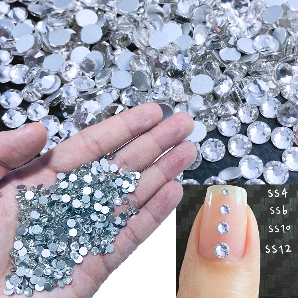 Blinginbox atacado 2080 qualidade cristais de strass com parte traseira plana SS30 pedras de vidro sem hotfix para bolsas de sapatos Nail Art