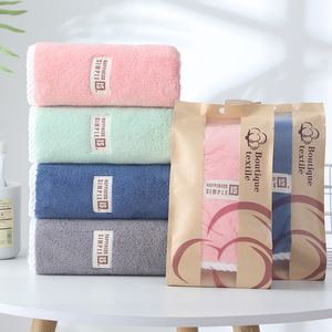 Toallas de Coral Fleece 35x75cm 125g Suaves Absorbentes Sin Pelusas para Cara y Manos, Uso Doméstico y de Regalo, Color Sólido Rectangular - Product Image 1