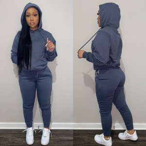 LOGO Custom Herbst 2024 Damen Kleidung Pullover Trainings anzug 2 Zweiteilige Hose Hoodie Set Jogger Sweat suit Jogging hose und Hoodie Set - Product Image 6