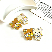 Accessoires de maroquinerie DIY : Plaque métallique décorative personnalisée avec logo de marque, motif petit ours en résine, pour sacs et vêtements