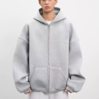 Sweat-shirts à capuche zippés surdimensionnés en coton épais 450 g/m² avec broderie 3D personnalisée et couche d'air