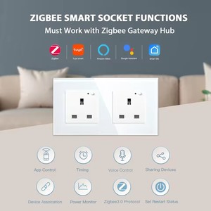 Zigbee tek İngiltere akıllı soket çift akıllı duvar prizleri üçlü elektrik çıkışları Tuya akıllı yaşam Alexa kontrol 13A - Product Image 3