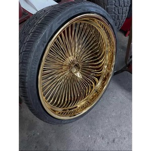 Nueva Llanta de Acero de 24/26 Pulgadas, Totalmente Dorada, de <span class=keywords><strong>4</strong></span>/5/6 Hoyos, con Radios Cruzados Rectos, Cóncava Profunda, con Adaptador y Tapón Desmontable - Product Image 5