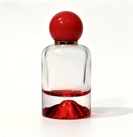 Flacon pulvérisateur de parfum de luxe en verre à fond rond et extrémité épaisse 50 ml avec bouchons colorés pour crème visage, mascara et faux cils - MZY