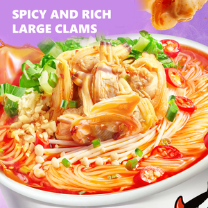 Auténticos y Deliciosos Fideos de Arroz Instantáneos Palourdes Clam, Sopa de Ajo, Cero Grasa, Tiempo de Cocción de 5 Minutos, 10 Meses de Duración, en Barril - Product Image 2