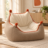Canapé pouf en peluche compressé, siège lounge rond, confortable, pour appartement et salon