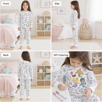 Conjunto de Pijama para Niñas Personalizable con Estampado de Sirena, Manga Larga, Ropa de Dormir Infantil con Marcadores de Tela, OEM ODM