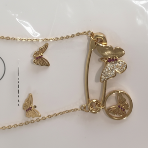 Due pezzi Set elegante gioielli di moda per le donne di alta qualità in oro placcato metallo resistente orecchini e anello per la festa - Product Image 1