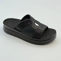 Sandales compensées de créateur de haute qualité, nouveau style, chaussures d'été à plateforme, pantoufles habillées, ornements en strass brillants, prix usine