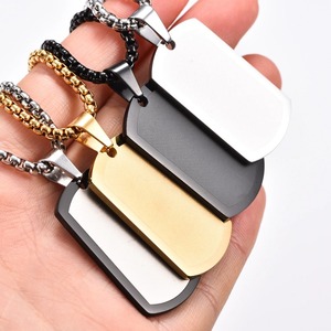 1PC Collier pendentif en acier inoxydable, plaqué argent, or ou noir, avec plaque vierge, pour homme et femme - Product Image 4