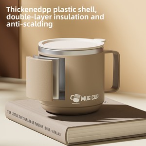 Mug à café isotherme en acier inoxydable 304 à <span class=keywords><strong>double</strong></span> paroi avec couvercle, design épuré, tasse de bureau, isolation thermique 6 heures, portable pour boissons chaudes - Product Image 3