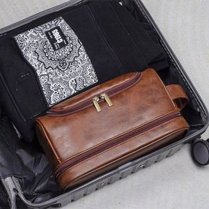Business Simple PU Leather Portable <b>Men's</b> Neutral Hook High-Grade Waterproof Cosmetic <b>Man</b> <b>Wash</b> <b>Bag</b> - Product Image 3