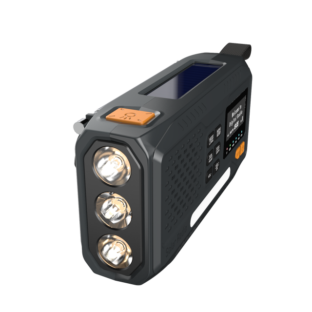Portable Solar Emergency FM Radio 4500mah Power Bank LCD Display LED Lamp USB Charger Headphone Jack Plastic for Home Use