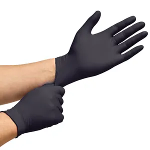 Gants en nitrile EPI personnalisés Gants de travail noirs sans poudre 4mil 6mil bon marché pour salle blanche Utilisation de la sécurité alimentaire pure avec revêtement en latex