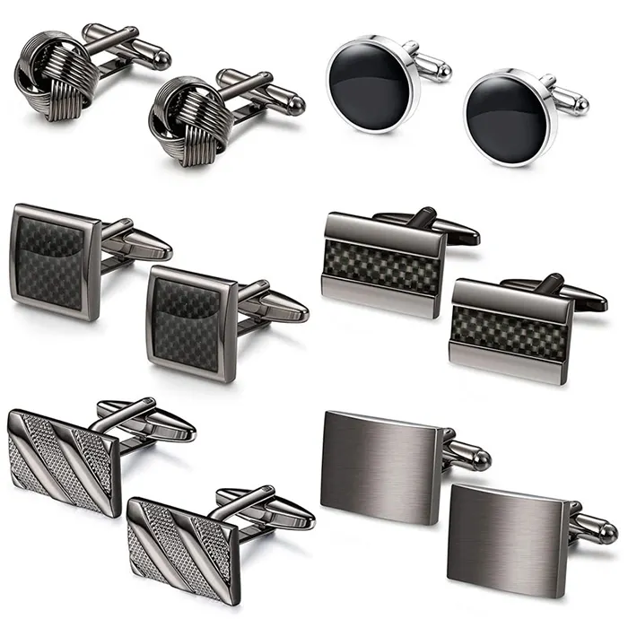 Custom Logo Stainless Steel Engraved Cuff links Tie clip Mens Classic Cufflink Skinny Blank Men Cufflinks and Tie Clip Set