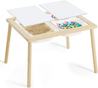 Mesa de Madera Multifuncional Moderna para el Aprendizaje Sensorial de los Niños, con Caja de Almacenamiento, Forma Cuadrada, 2 Plazas, para Uso Escolar y en el Dormitorio