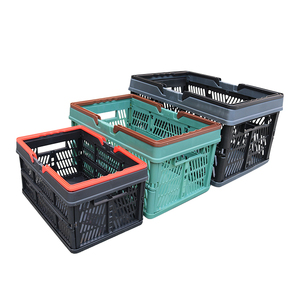 QS Foldable Collapsible Shopping <strong>Small</strong> Plastic Crate Vegetable Storage <strong>Baskets</strong> with <strong>Handles</strong> - Product Image 1