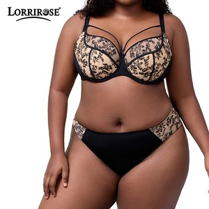 Conjunto de <span class=keywords><strong>sujetador</strong></span> push-up de <span class=keywords><strong>copa</strong></span> <span class=keywords><strong>grande</strong></span> con cobertura total y bragas, de encaje floral transparente, con cuello cruzado, con aros, <span class=keywords><strong>copa</strong></span> fina, talla <span class=keywords><strong>grande</strong></span> para mujer - Product Image 1